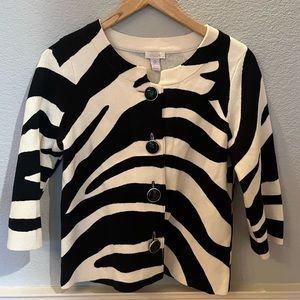 Zebra Pattern Chico’s Cardigan Sweater